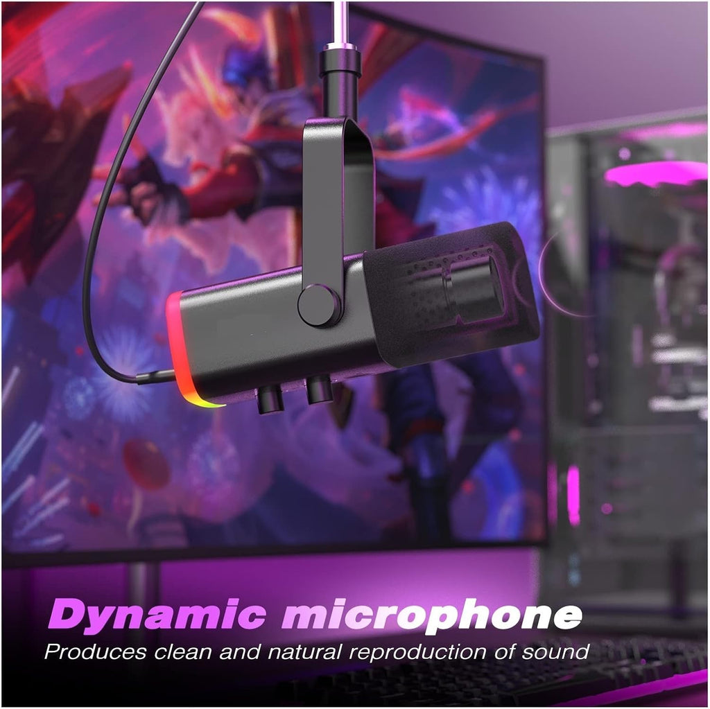 Microphone USB/XLR Dynamic Microphone with Touch Mute Button,Headphone Jack,I/O Controls,for PC PS5/4 Mixer,Gaming MIC Ampligame AM8 Suitable for Anchor, Dubbing Studio, Recording, st