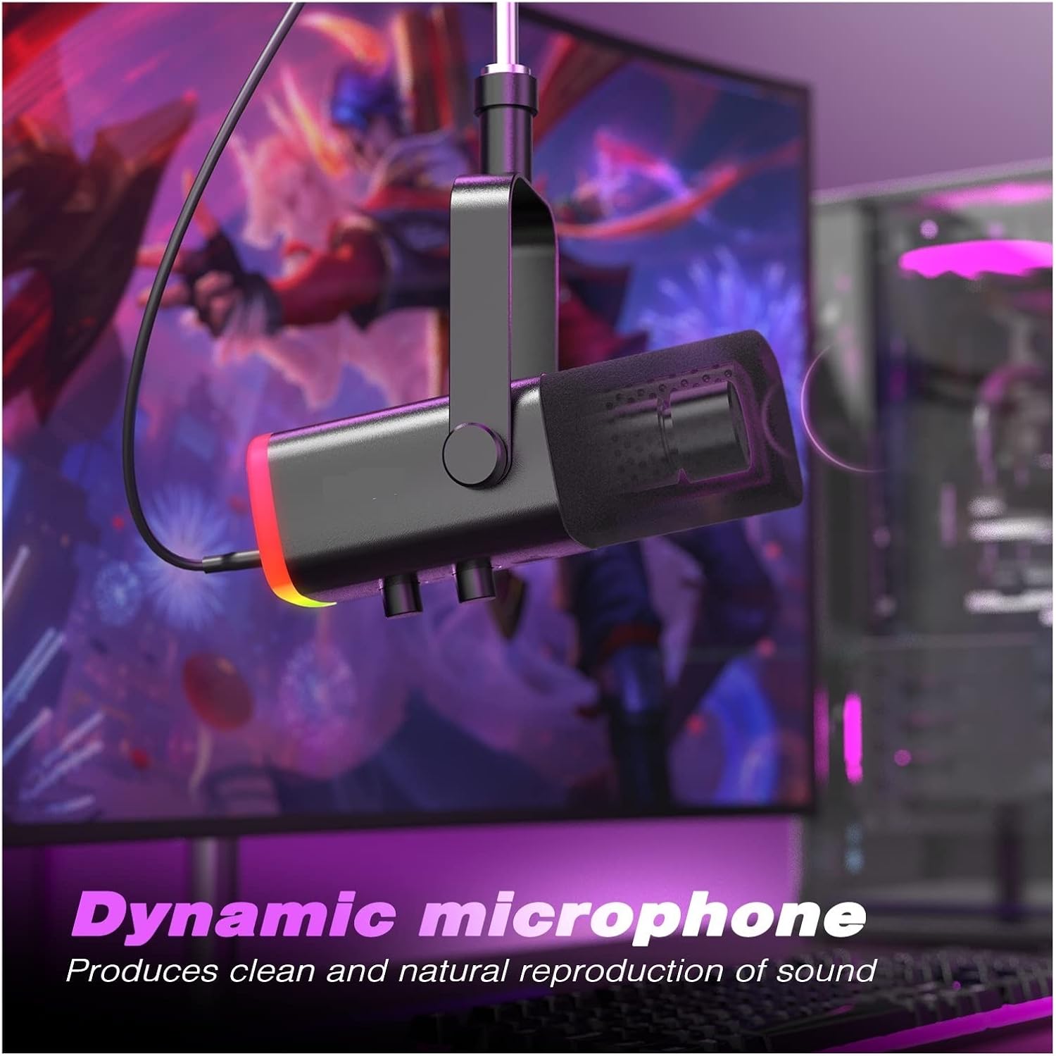 Microphone USB/XLR Dynamic Microphone with Touch Mute Button,Headphone Jack,I/O Controls,for PC PS5/4 Mixer,Gaming MIC Ampligame AM8 Suitable for Anchor, Dubbing Studio, Recording, st