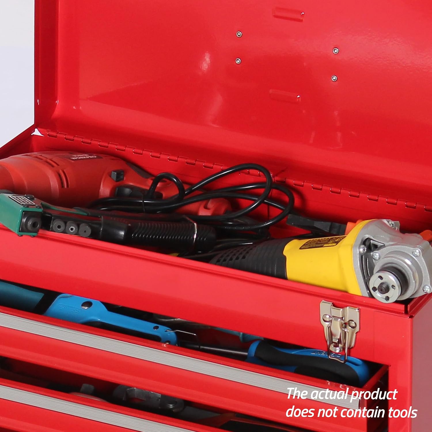 Portable Metal Tool Box with 4 Drawers, Ball Bearing Slides, Lid Interlock Lock, Heavy Duty Steel Tool Chest Cabinet for Garage, Workshop, Home Tool Storage Organizer, Red(X4 Red)