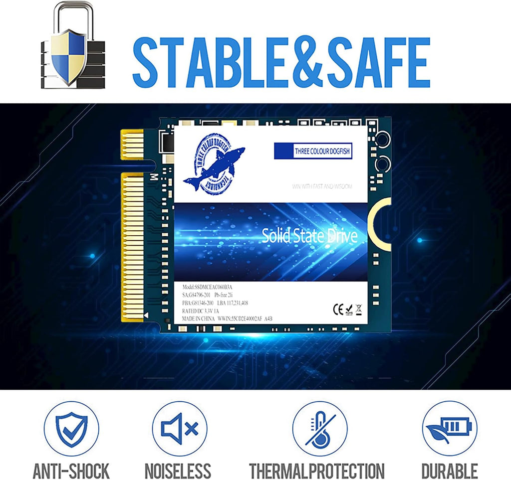 Dogfish SSD M.2 2230 NVMe PCIe 4.0 512GB 3D TLC NAND Gaming Unit?a stato solido interna per Steam Deck PS5 Surface Pro Laptop Desktop (M.2 2230 NVMe 4.0, 512 GB)