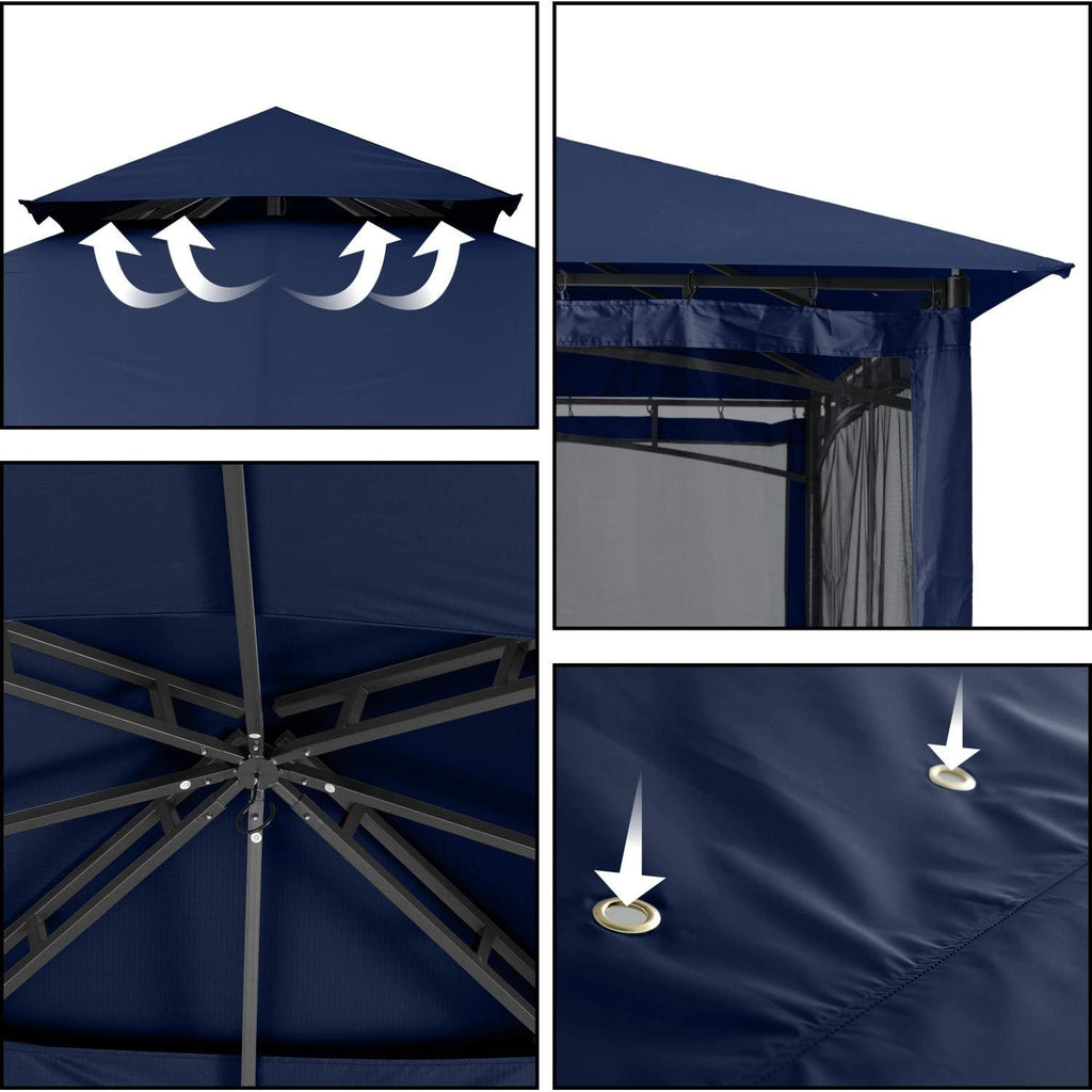 ABCCANOPY Gazebos for Patios 10x10 - Outdoor Steel Frame Gazebo with Mosquito Netting for Lawn Backyard Garden Deck (Navy Blue)
