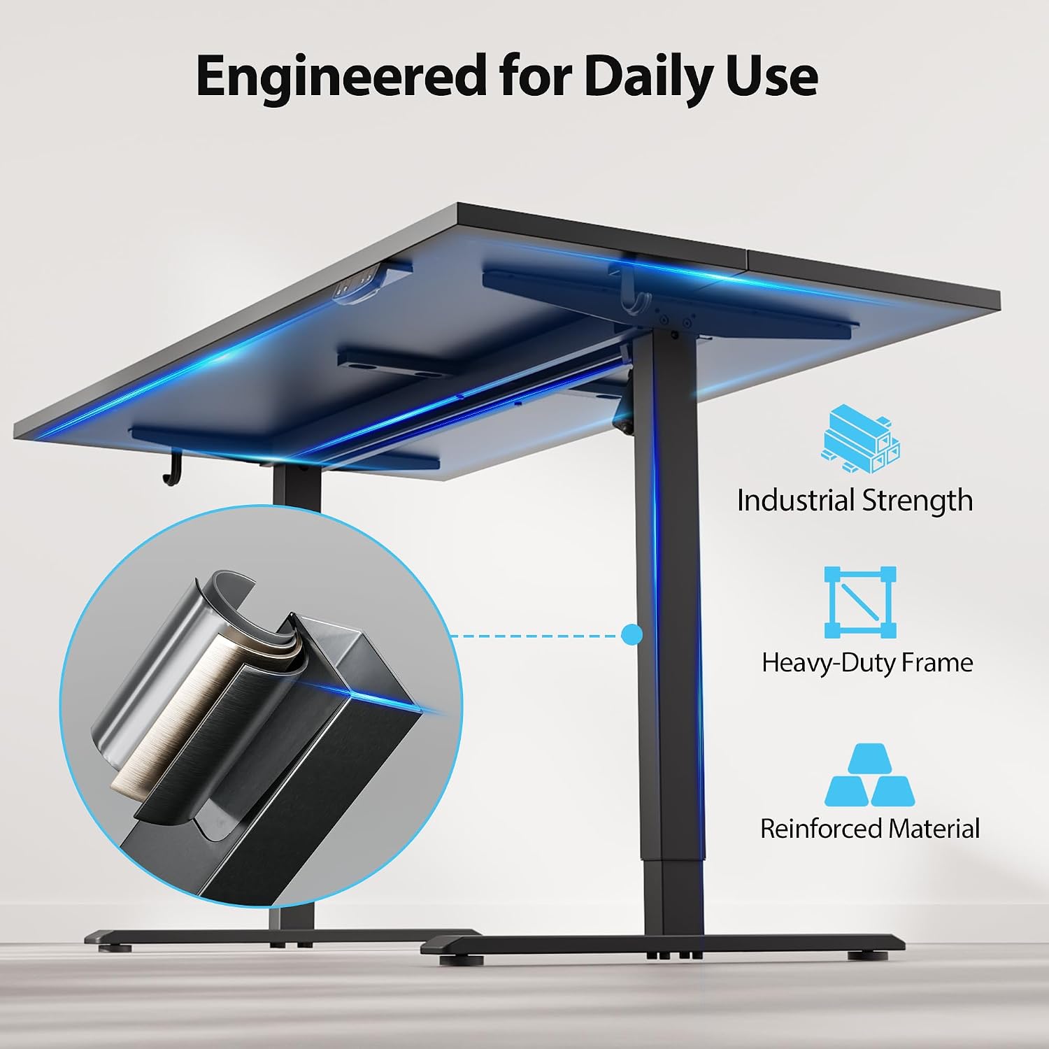 Agilestic Electric Standing Desk, 48 x 28 Inches Height Adjustable Desk, Sit Stand up for Work Office Home, Ergonomic Rising Computer Table with Memory Preset, Black