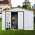 KEIKI 10x12 FT Outdoor Metal Garden Storage Shed with Vents,Hooks and Lockable Door,Peaked Roof for Yard Lawn