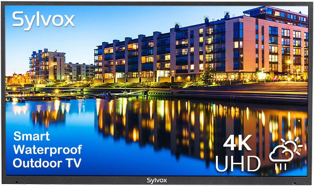SYLVOX 55 Inch Outdoor TV, Waterproof 4K Smart TV, High Brightness,7x16(H) Commercial Grade, Supports Wireless Connection & Wi-Fi, ARC &CEC, Suitable for Partial Sun (Deck series)