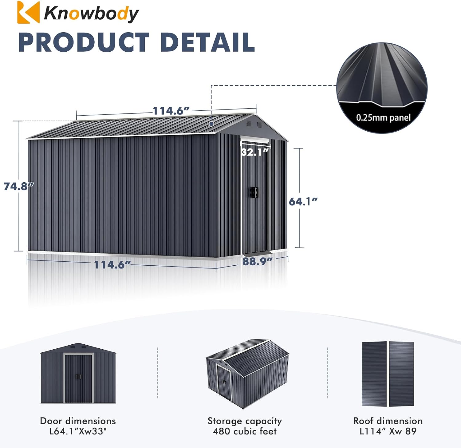 Metal Shed 8x10x6 FT - Steel Tool Storage with Sliding Door and Air Vents - Outdoor Bike Sheds for Garden, Backyard, Patio - Utility Outdoor Storage