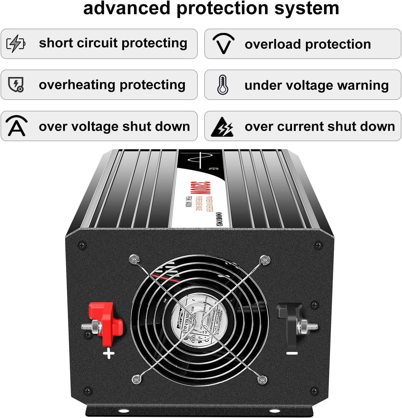 Xijia 3500W Pure Sine Wave Inverter 12V DC to 120V AC Converter for Off-Grid Solar System, Home Backup, RV, Truck – High Efficiency, Low Idle Power, Strong Load Capacity,Surge 7000W
