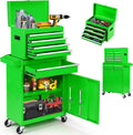 5-Drawer Rolling Tool Chest – 2-in-1 Lockable Tool Box with Wheels, Sliding Drawers & Detachable Top – Garage & Workshop Storage Cabinet, Green