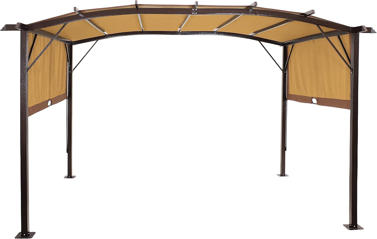 Sunnydaze 9' x 12' Outdoor Pergola with Retractable Canopy - Outdoor Patio Pergola with Retractable Sun Shade Cover for Deck - Tan