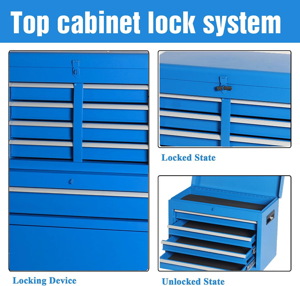 5 Drawers Tool Cart on Wheels with 1 Cabinet, Multifunctional Removable Rolling Tool Chest Storage Set, Tool Trolley Organizer Tool Box for Garage,Warehouse,Workshop,Repair Shop (Blue)