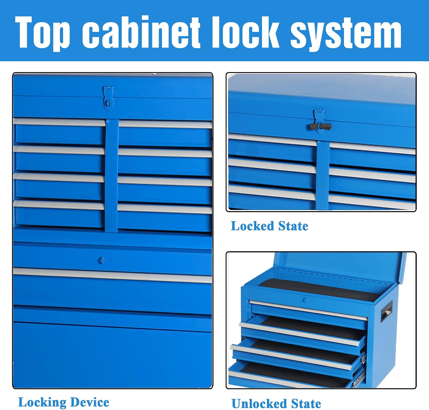 5 Drawers Tool Cart on Wheels with 1 Cabinet, Multifunctional Removable Rolling Tool Chest Storage Set, Tool Trolley Organizer Tool Box for Garage,Warehouse,Workshop,Repair Shop (Blue)