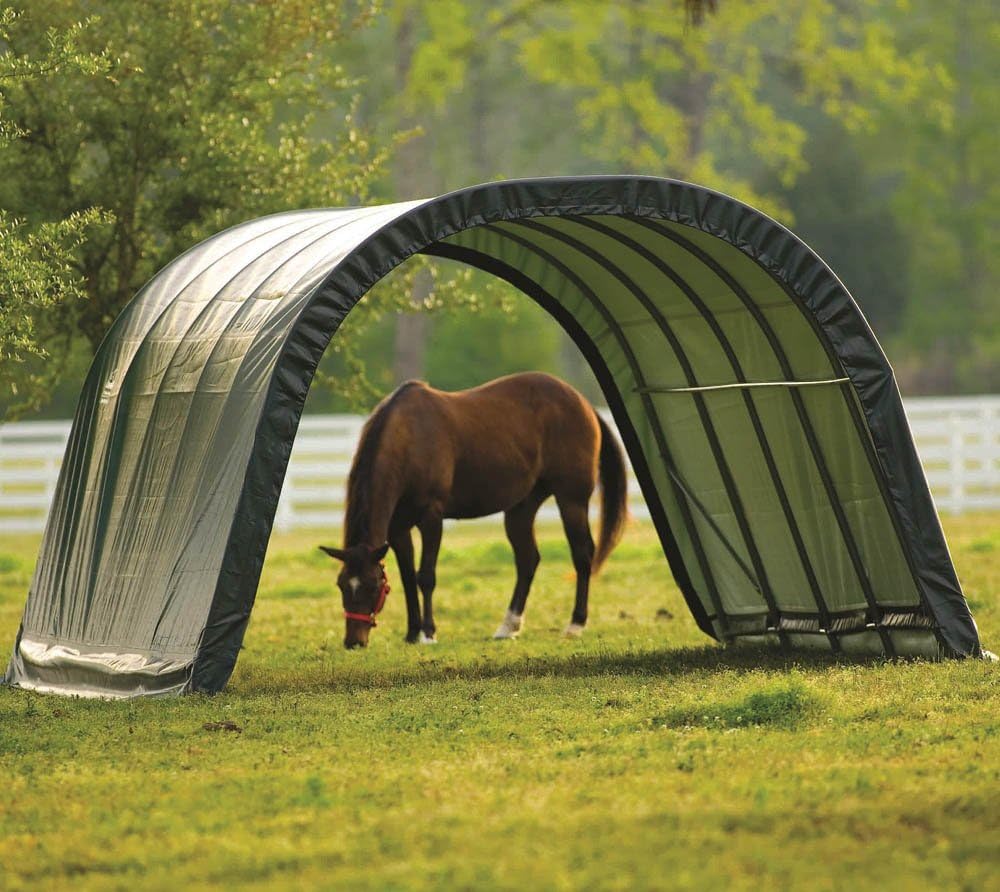 ShelterLogic Round Style Run-in Shelter, Green, 12 x 20 x 8 ft.