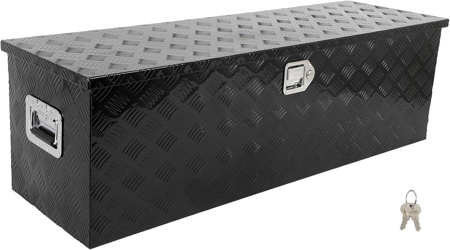 SCITOO 49 Inch Aluminum Truck Bed Tool Box,Heavy Duty Diamond Plate Crossover Storage for Most Full Size Pickups,Lockable Weatherproof Chest,Fits 49' Truck Beds,Easy Access to Load and Unload