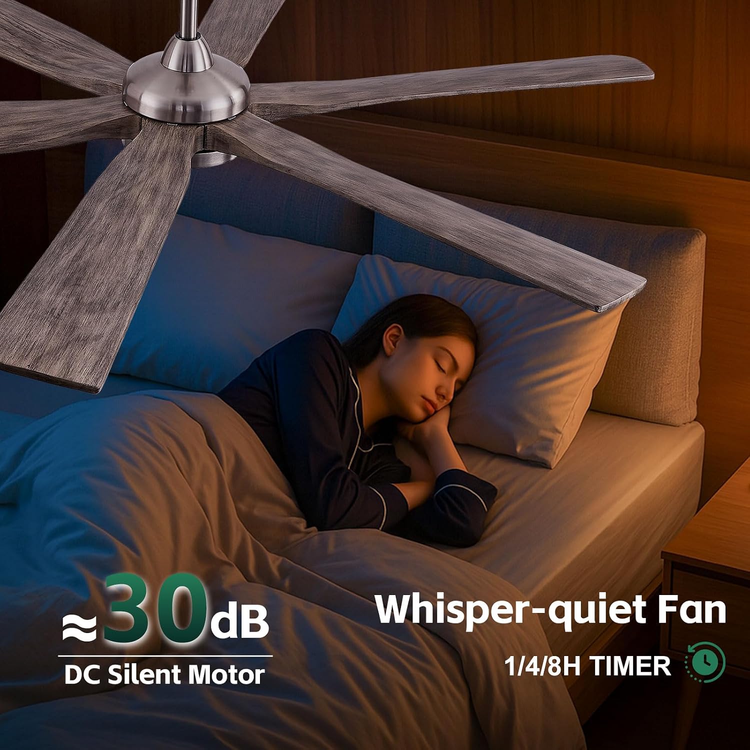 72 Inch Indoor Outdoor Ceiling Fans for Patios with Light Remote -Large Modern Gray Wood Ceiling Fan with Quiet Energy Efficient DC Motor, Dimmable Low Profile Ceiling Fan for Porch Gazebo Garage