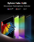 SYLVOX 75 inch Outdoor Mini-LED QLED TV with Rolling Stand, 4K UHD, 2000 Nits Full Sun, Anti-Glare Screen, 120Hz, IP56 Waterproof, Dual 30W Dolby Atmos Speaks (Cinema/2025)