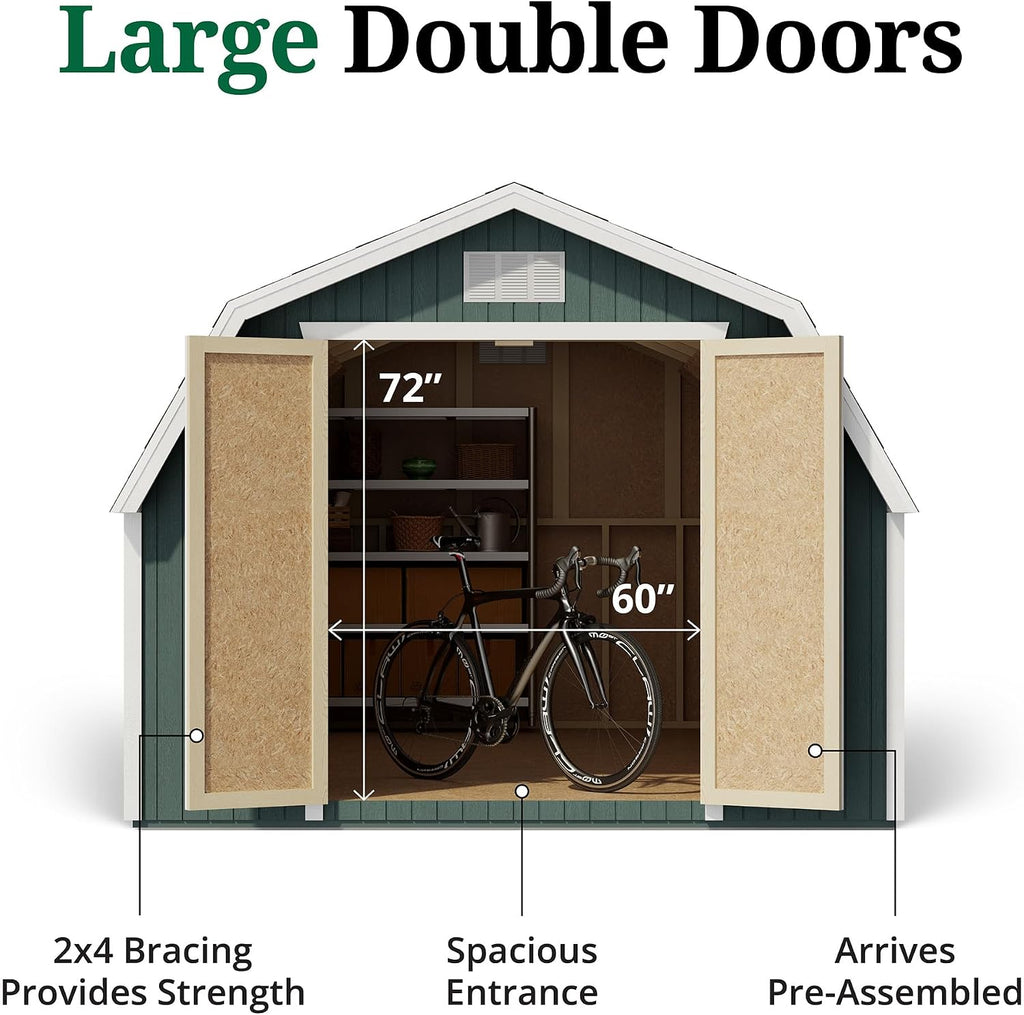 Little Cottage Co. 10x20 Classic Gambrel Barn with 4 ft. Sidewalls with Floor, Outdoor Wood Storage Shed Do-It-Yourself Precut Kit