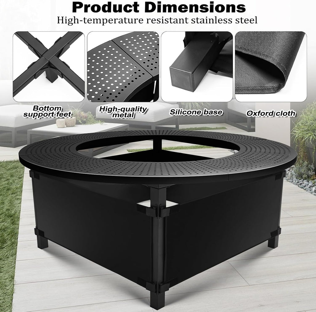 47.8 Inch Fire Pit Surround Tabletop for Solo Stove Bonfire Ranger Yukon 2.0, Powder-Coated Steel Table Top with 30.2 Inch Inner Diameter,Outdoor Fire Pit Accessory for Wood Burning