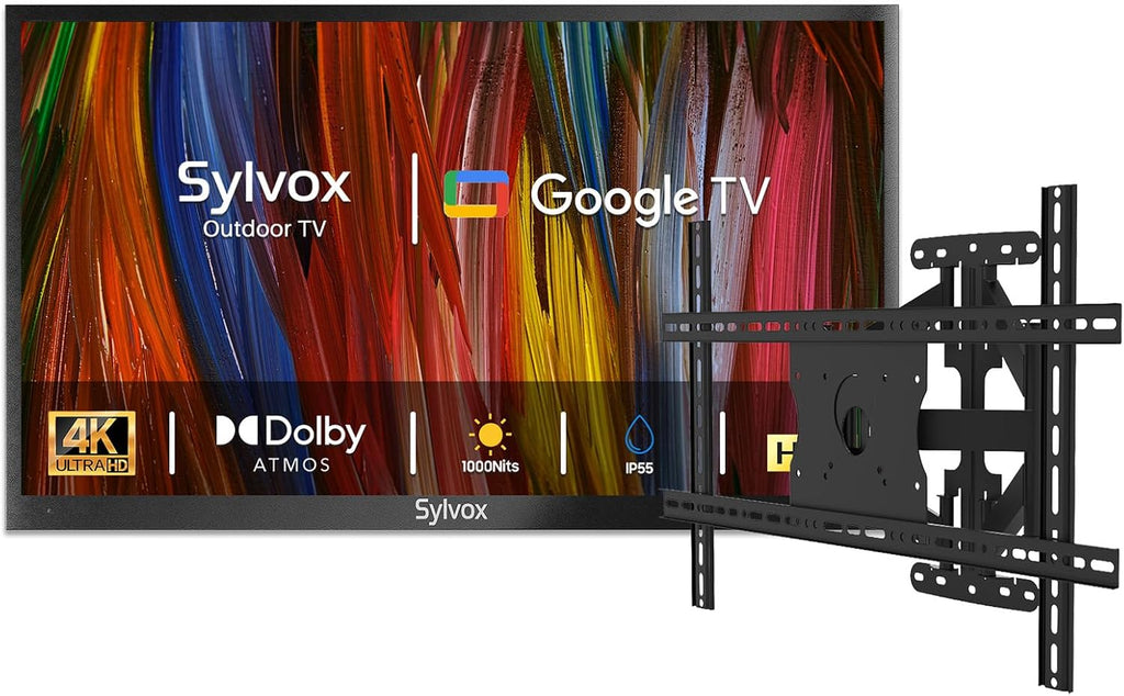 SYLVOX Outdoor TV with TV Mount, 75 inch Smart Outdoor TVs, 4K Weatherproof Television for Outside, Support Google Assistant, Chromecast, 1000 nit Brightness Partial Sun (Deck Pro 3.0/2026)