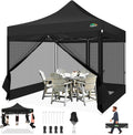 COBIZI 10x10 Canopy Tent with 4 Sidewalls,Heavy Duty Pop up Canopy with Mosquito Netting,Easy up Screen Tent for Parties Wedding Outdoor Camping with Handbag,Black