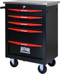 5 Drawers Tool Cart on Wheels with Stainless Steel Worktop, Heavy Duty Mobile Rolling Drawer Tool Chest with Locking Wheels & Lockable Drawers, Garage Tool Storage Cabinet (Black, 5 Drawers)