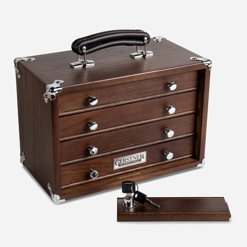 Gerstner International GI-T12-D Dark Oak 4-Drawer Mini Portable Chest