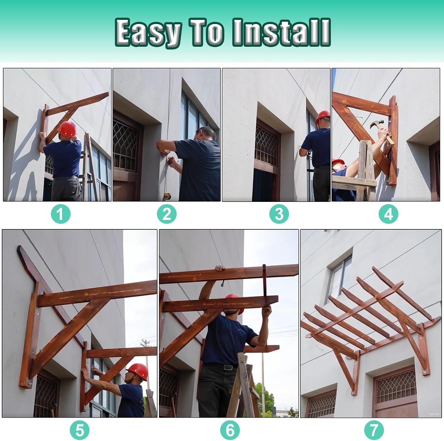 Wood Grape Arbor Gazebos for Garden Patio Backyard Deck, Simple Wall Climbing Trellis Single-Sided Outdoor Pergola, DIY Window Canopy Door Awnings(6.56ft Length x 4.26ft Wide)