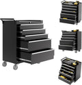 GarveeTech 5-Drawer Tool Chest, Rolling Tool Box with Wheels and Lock System, Portable Storage Rolling Tool Chest for Warehouse, Workshop & Repair Shop, Black