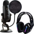 Blue Yeti Game Streaming Kit with Yeti USB Gaming, Podcast Mic, Pop Filter, PC/Mac/PS5 + G733 Lightspeed Wireless Gaming Headset with Suspension Headband, Lightsync RGB, and PRO-G audio - Blackout