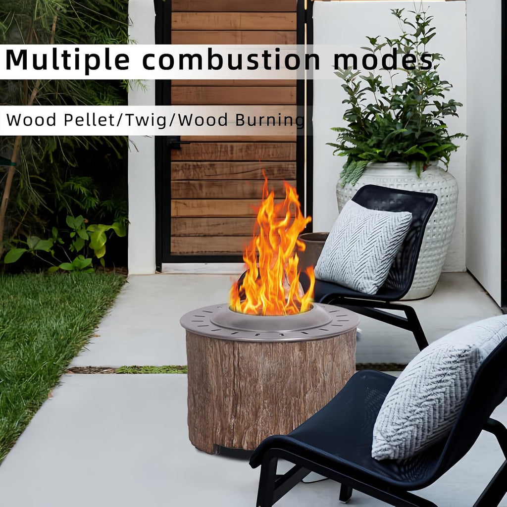 Afterglow Bonfire 20.5 Inch Smokeless Fire Pit with Removable Ash Pan - Portable Outdoor Fire Pit - Stainless Steel - Wood Burning Lightweight Fireplace, Ideal for 4-6 People