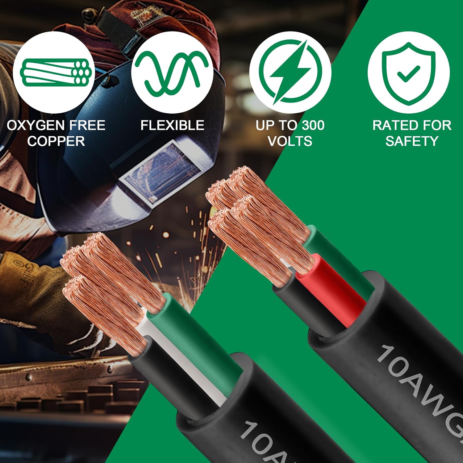 12/4 SJOOW Wire 100FT, 12 AWG 300V SJOOW Bulk Cable, 12 Gauge 4 Conductor Portable Cable for Welder,Generator,Portable Light,Circuits,EV Car Charger,Motor Lead