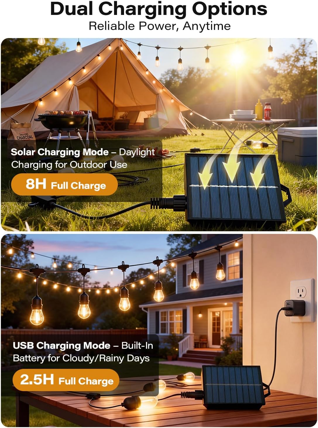 LAUSAINT HOME 10'x10' Outdoor Gazebo with 50FT String Lights, Metal Heavy Duty Patio Canopy Tent with Double Roofs, Mosquito Nettings and Privacy Screens for Backyard, Garden, Lawn, Cream White