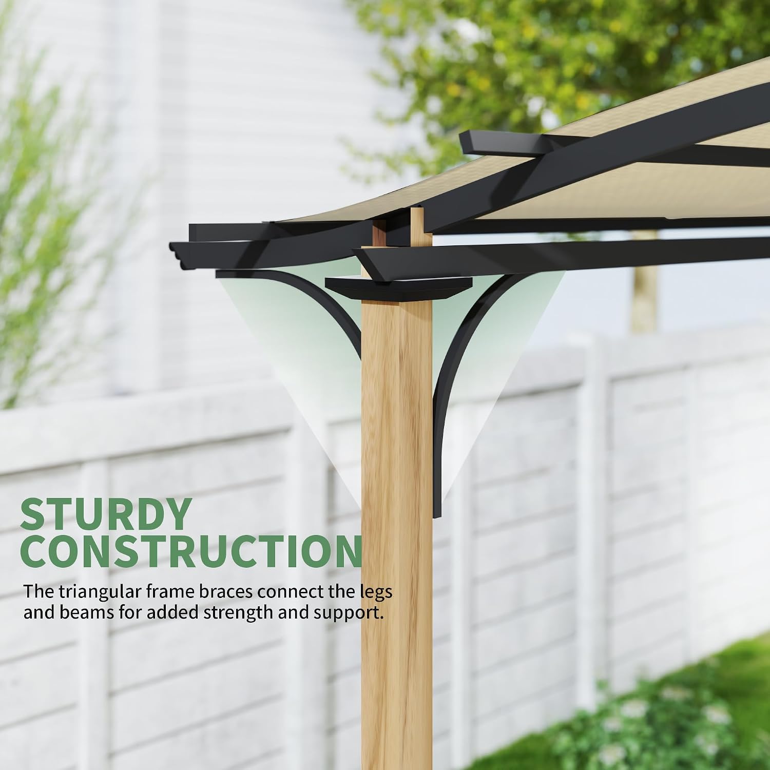 10' x 13' Arched Top Outdoor Pergola, Aluminum Frame Gazebo with Storage Shelf, Wood-Like Frame Patio Pergola Shade for Patio, Backyard, Garden, Poolside, Beige
