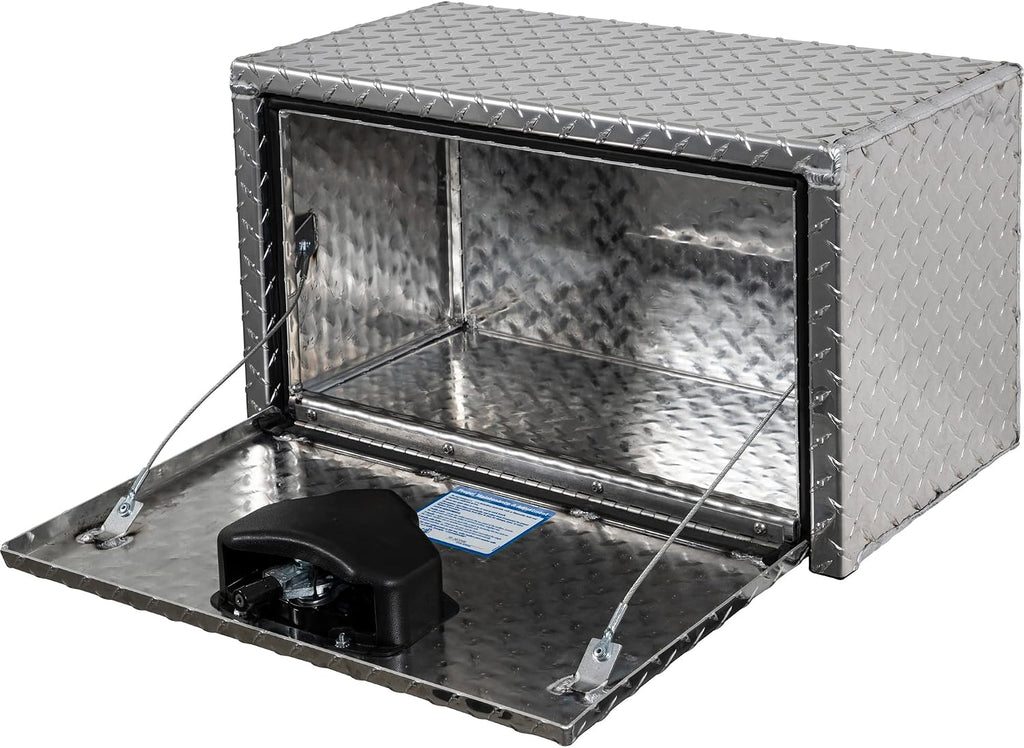 Buyers Products 1705150 Diamond Tread Aluminum Underbody Truck Tool Box, 14 x 12 x 24, Made in USA, .100 in. Thick, Corrosion Resistant, Locking Compression Latch, Secure Storage for Work Trucks