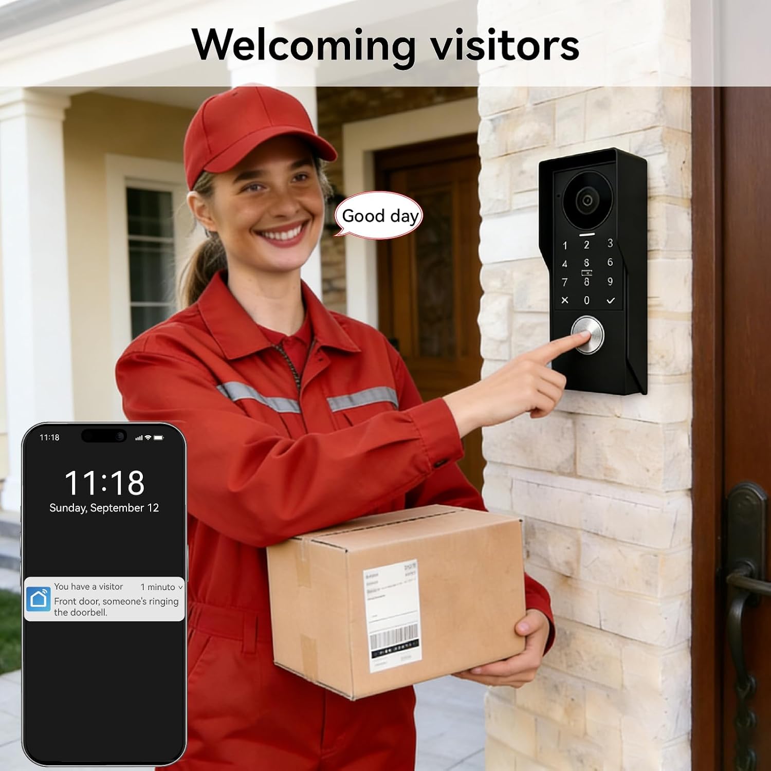 Video Door intercom 2-Wired, doorbell withCamera, Full HD Camera, Door intercomSupports Password, 7' WiFi Monitor andTuya APP, 2-Way Audio, Unlock for HomSecurity System