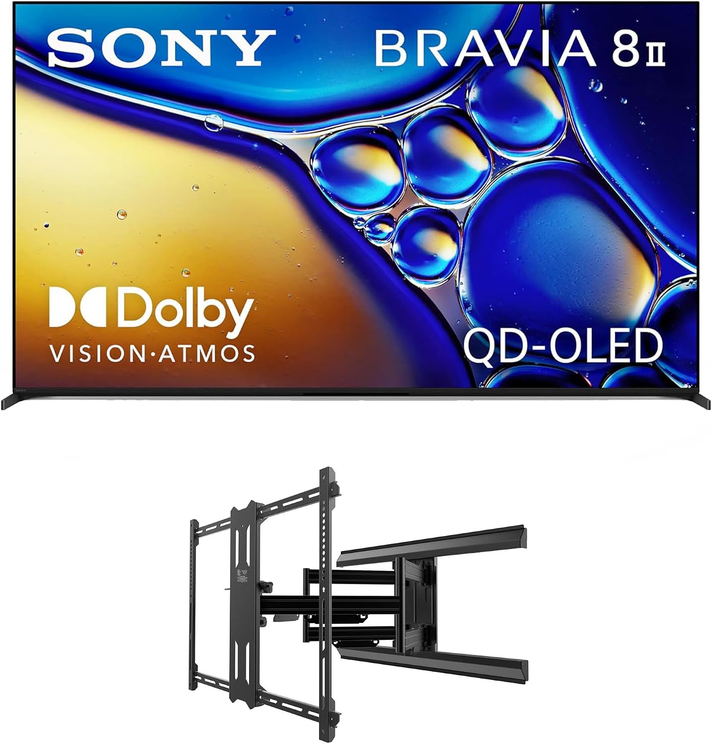 SONY K55XR80M2 55 Inch Bravia 8 QD-OLED 4K HDR Google TV with a Kanto PMX700 Pro Series Full Motion Dual Stud Mount (2025)