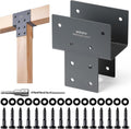 4 Pack Heavy Duty 4x4 (Actual 3.5'x3.5') Stainless Steel Post Caps Tie Bracket, Fit Connecting Wood Gazebo, Deck Patio Post and Wood Beams Bracket (Dark Ggray)