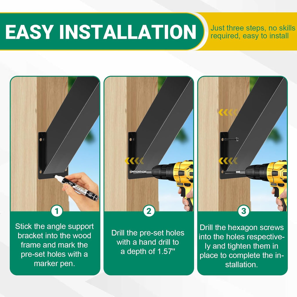 4pcs 45 Degree Angle Support Bracket 2''X4'' (Actual: 1.5''X3.2''), Heavy Duty Pergola Brackets for Gazebos, Porches, Wood Post and Beam 45 Degree Bracket