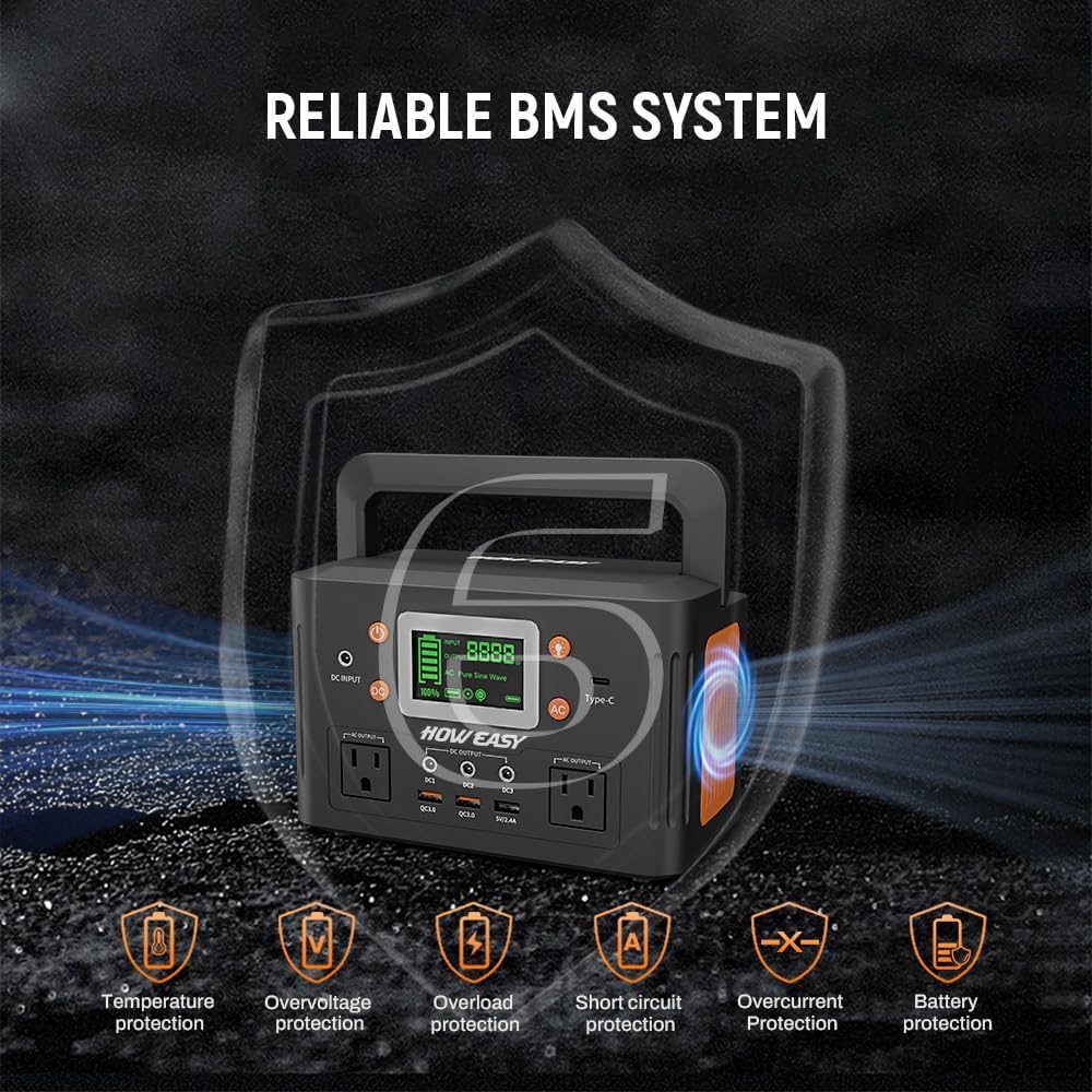 HOWEASY 260W Portable Power Station.178Wh Solar Generator with 2 110V/260W AC Power Socket Backup Power Supply, Suitable for CPAP, Outdoor Camping Travel Home Emergency