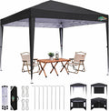 COBIZI 10x10 Pop up Canopy Tent, 10 by 10 Easy Setup Pop up Gazebo with 4 Sidewalls & Center Lock, Small Portable Instant Waterproof Outdoor Tent Canopy for Patio Backyard Vendor Event Sports (Black)