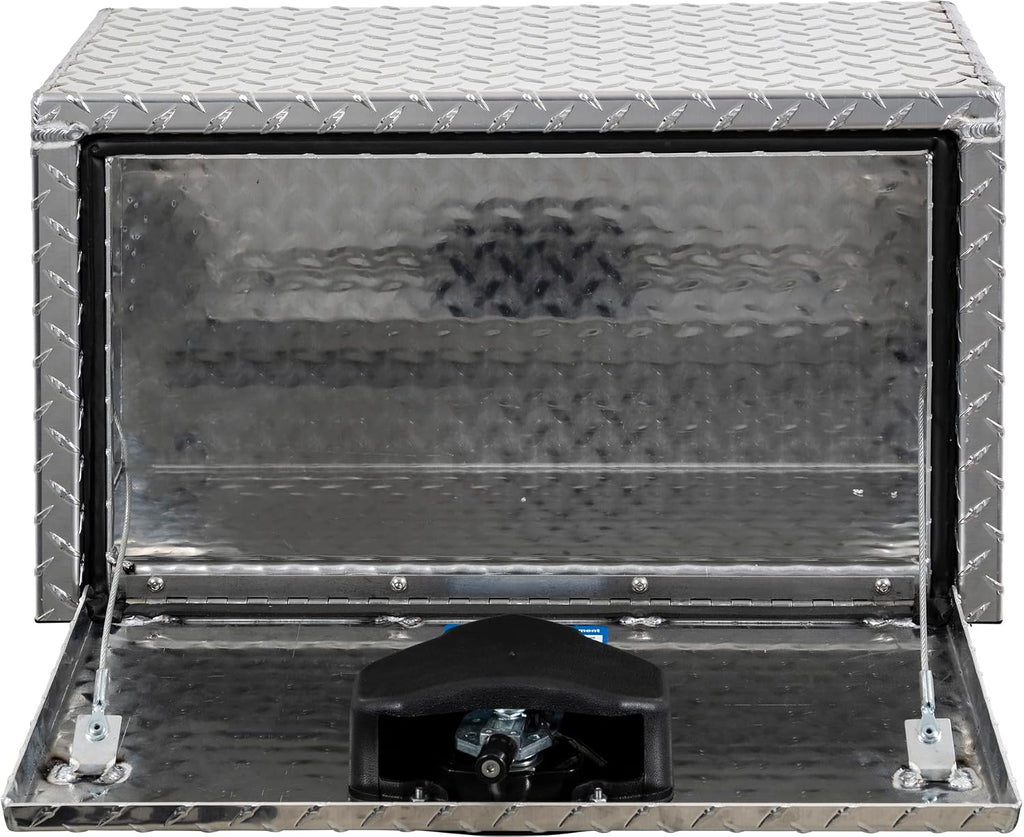 Buyers Products 1705150 Diamond Tread Aluminum Underbody Truck Tool Box, 14 x 12 x 24, Made in USA, .100 in. Thick, Corrosion Resistant, Locking Compression Latch, Secure Storage for Work Trucks