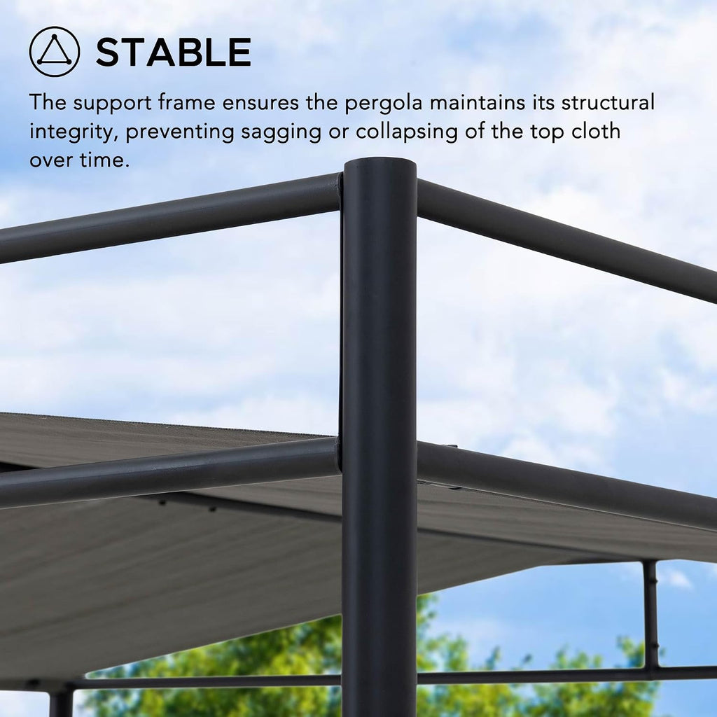 SUNJOY 10' x 10' Outdoor Pergola, Darkeford Metal Pergola with Black Sling Fabric Sun Shade Canopy for Outdoor Patio, Garden,Yard, Deck, Entertaining