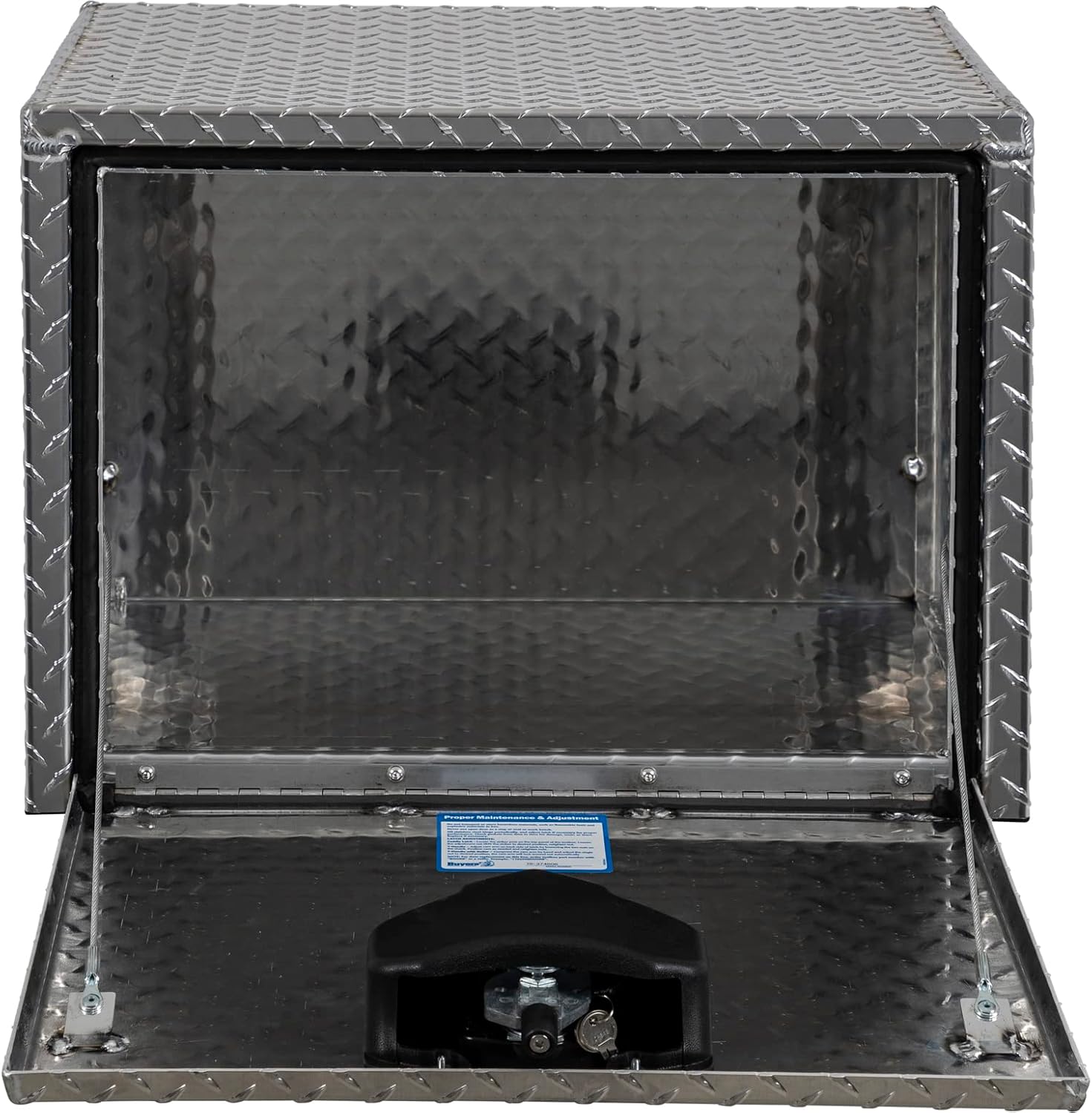 Buyers Products 1705100 Diamond Tread Aluminum Underbody Truck Tool Box, 18 x 18 x 24, Made in USA, .100 in. Thick, Corrosion Resistant, Locking Compression Latch, Secure Storage for Work Trucks