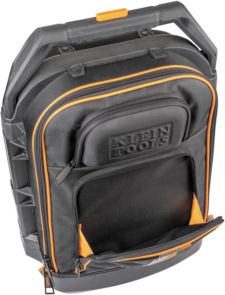 Klein Tools 55604 Rolling Tool Backpack, Tool Bag with 28 Pockets, Heavy Duty Retractable Handle, Large Storage Interior, 3-Inch Wheels