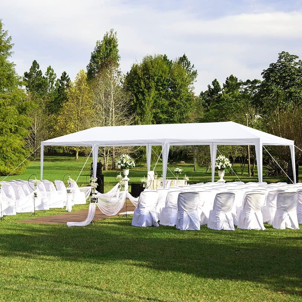 Outdoor Party Tent Wedding Birthday Tents for Parties Canopy Tent with Removable Sidewalls & Transparent Windows Outside Gazebo Event Tent for Garden Patio and Backyard (10'x30' Without Sidewalls)