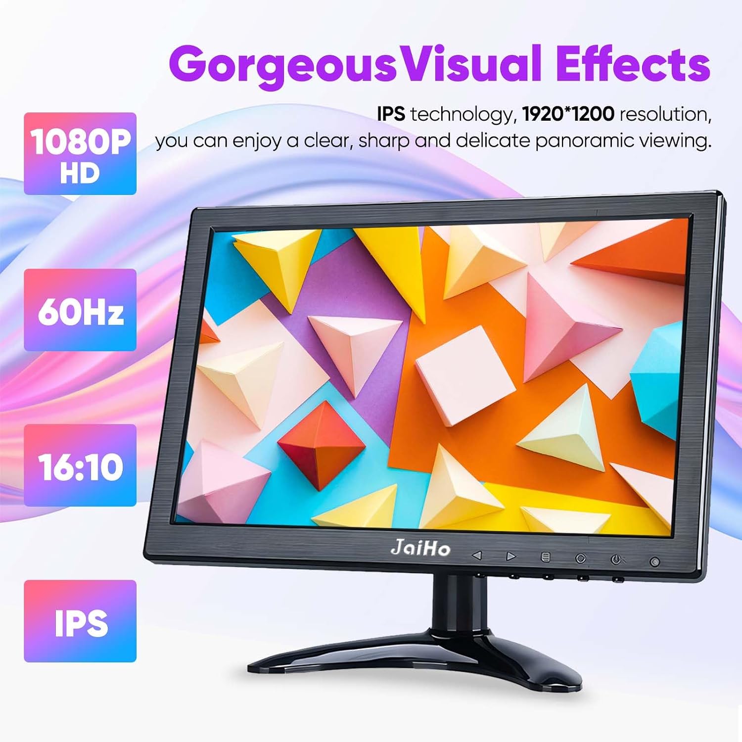 JaiHo 10.1-Inch Small IPS Monitor 1920x1200 Full HD Portable Screen with Mirror Flip, 400-600 Nits High Brightness Security Display for 3D Printer Teleprompter Raspberry Pi, Metal Housing, Remote