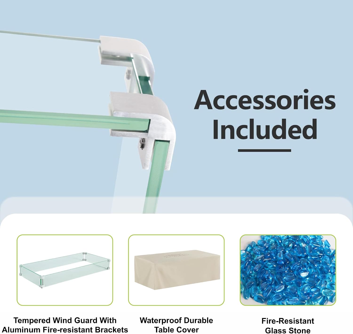 SUNPEAK 42' Propane Fire Pit Table with RGB LED Light 50,000 BTU Patio Propane Fire Pit Table Includes Wind Guard, Lid, Rocks & Cover - Deck Firepit - Chimenea de Gas (Light Gray/RGB Light, 42' LED)