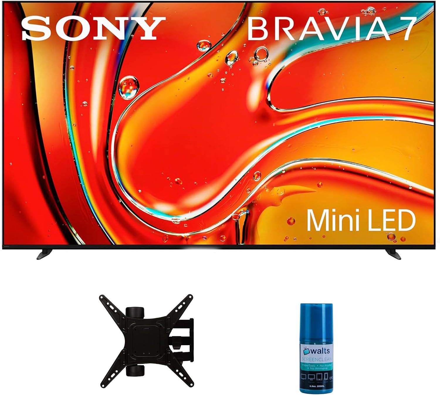 Sony K65XR70 65 Inch 4K Bravia LCD Mini LED Full Array HDR Google TV with a Walts TV Medium Full Motion Mount for 32'-65' Compatible TV's and Walts HDTV Screen Cleaner Kit (2024)