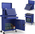 5-Drawers Tool Chest, 2-in-1 Rolling Tool Box with Wheels and Drawers, Detachable Storage Toolbox with Lock, Heavy-Duty Metal Tool Cart for Garage, Workshop (Blue)