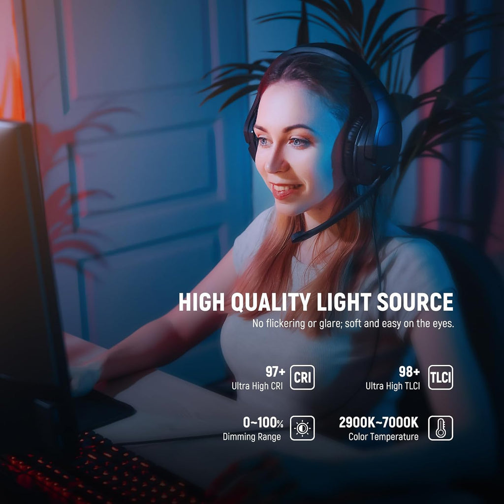 NEEWER 15.5' LED Streaming Key Light, Clamp on Desk Panel Video Lighting for Gaming Recording Zoom Call, CRI97+, 2.4G PC/Mac iOS/Android APP Control, Compatible with Elgato Stream Deck, GL1 PRO Black