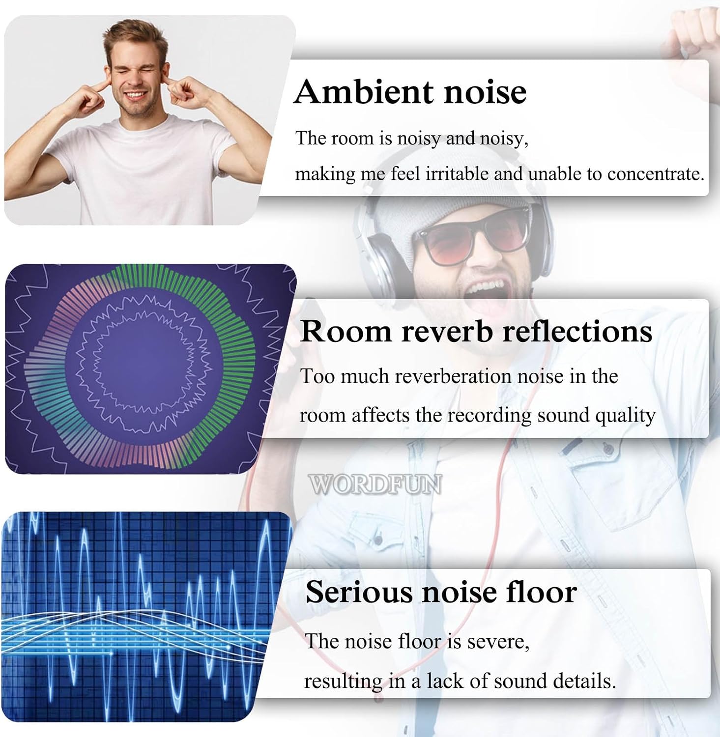 WORDFUN Home Studio Booth, Portable Recording Booth, Desktop Soundproof Cover, Decreasing Noise, Vocal Absorbing Shield, for Microphone Recording Equipment Podcasts Singing Gaming and Broadcasting
