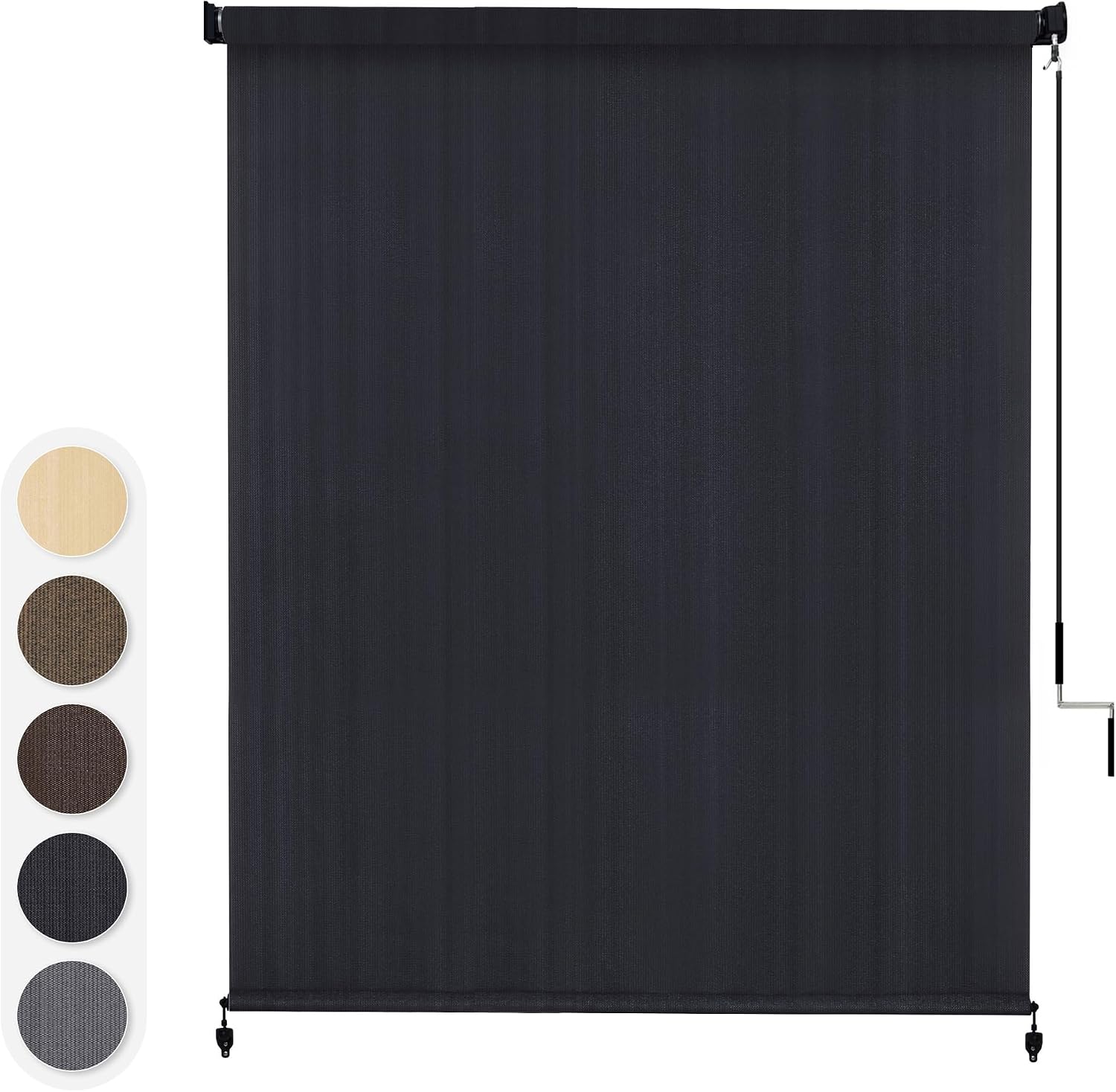 VICLLAX Outdoor Cordless Roller Shade 9' W x 8' H, Patio Shade Roll Up Outdoor Blinds for Front Porch, Graphite Black